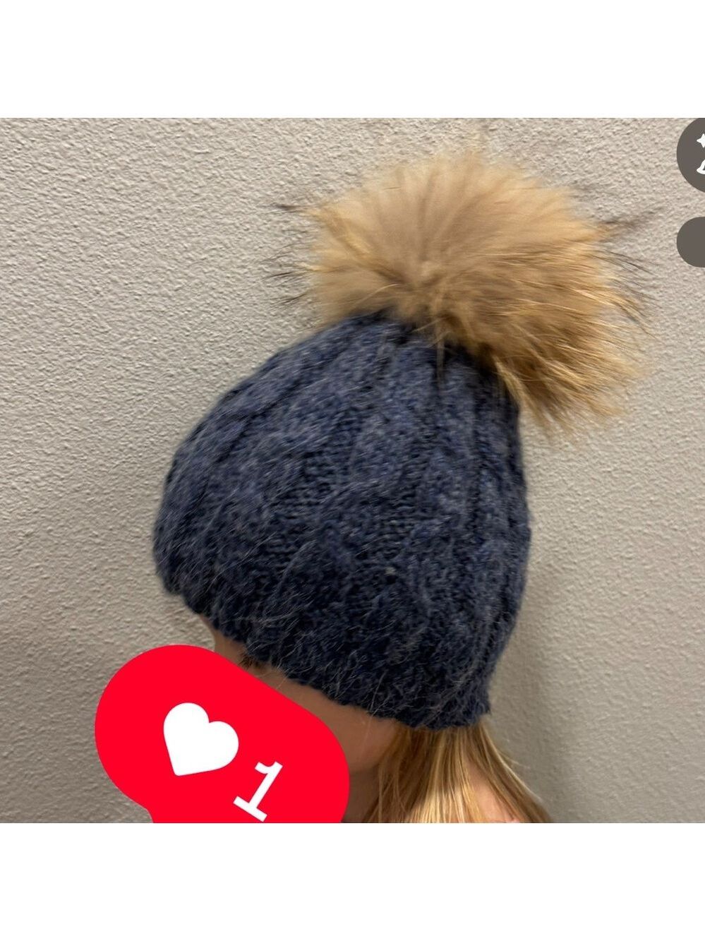 Cozy Navy knitted Kids Pom-Pom Beanie